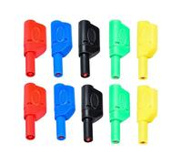 4mm Banana Plug Connector, 10Pack Safety Fully Insulated Stackable Banana Plug, DIY Wire Solder Stackable Connectors, Banana Connector for Adapter Multimeter Test Leads Probes (5 Colors)