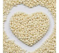 4mm Beige Seed Beads About 1600pcs/110Grams in Bag,6/0 Glass Craft Beads for Making Earrings, Waist Jewelry, DIY Handmade (Beige)
