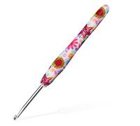4mm Crochet Hook, Aeelike Ergonomic Soft Rubber Grip Crochet Hook for Arthritic Hands and Beginners, Pretty Floral Pattern Metal Crochet Needle 4mm