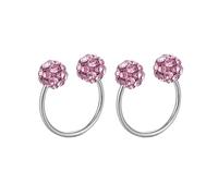 4mm Disco Ball 16G Septum Nose Rings Horseshoe Stainless Steel Rhinestone C-Shaped Nose Lip Piercing Accessories Small Cartilage Tragus Hinged Clicker Captive Bead Ring for Women (Pink)