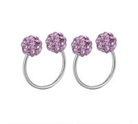 4mm Disco Ball 16G Septum Nose Rings Horseshoe Stainless Steel Rhinestone C-Shaped Nose Lip Piercing Accessories Small Cartilage Tragus Hinged Clicker Captive Bead Ring for Women (Amethyst)