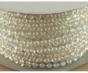 4mm Faux Pearl Plastic Beads on a String Craft Roll (Crystal Clear Irridescent)