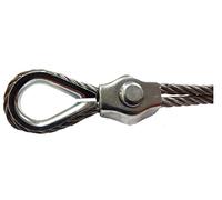 4mm Galvanised Simplex Steel Wire Rope Clamp + Thimble Clamps Grips Loop Eye