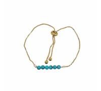 4mm Genuine Turquoise Blue Howlite UK Seller 18k Gold Plated/White Gold Plated Slider Bolo Adjustable Bracelet 1" Focal Length