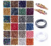 4mm Glass Seed Beads for Bracelet Making Kit, 1920pcs 24 Colors Small Pony Tiny Beads for Embroidery Necklaces Earrings Crafting, Jewellery Making Kit