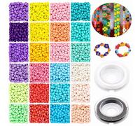 4mm Glass Seed Beads for Bracelet Making Kit,1920pcs 6/0 Rainbow Colours Small Pony Tiny Beads for Embroidery Necklaces Earrings Crafting, Jewellery Making Kit