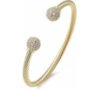 4mm Gold Ball Torque Bangle Bracelet for Women | Crystal Accents | Adjustable 6-8 Inch | PVD Gold Plated | Bling King London