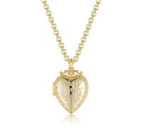 4mm Gold Heart Locket With Birds & Flowers Belcher Chain Necklace, 22-Inch, 42g, Gold Plated - Bling King London