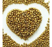 4mm Golden Seed Beads About 1600pcs/110Grams in Bag,6/0 Glass Craft Beads for Making Earrings, Waist Jewelry, DIY Handmade (Golden)