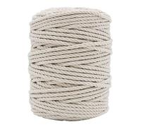 4mm Macrame Cord, 165 Feet Thick Cotton Macrame Rope for Wall Hanging Planters Hangers, Knitting Macrame Home DIY Crafting Decoration (Beige)