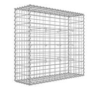 SONGMICS Gabion Basket, Metal Gabion Cage with 5 x 10 cm Mesh for Stones, Galvanised, Garden Decor Wall Partition, 100 x 90 x 30 cm, Silver GGB193