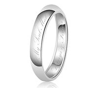4mm My Soul Mate Always & Forever Engraved Classic Sterling Silver Plain Wedding Band Ring, Size M 1/2