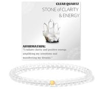 4mm Natural Crystal Healing Bracelet, Elastic Gemstone Jewellery with Yellow Crystal, Amethyst, White Crystal, Pink for Meditation and Yog (white)