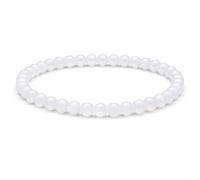4mm Natural Gemstone Beaded Bracelet for Women, Handmade Stretch Crystal, Minimalist Elastic Stone Bead, Stackable Everyday Jewelry Gift(White Agate)
