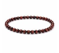 4mm Natural Gemstone Beaded Bracelet for Women, Handmade Stretch Crystal, Minimalist Elastic Stone Bead, Stackable Everyday Jewelry Gift(Red Tiger Eye)