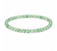 4mm Natural Gemstone Beaded Bracelet for Women, Handmade Stretch Crystal, Minimalist Elastic Stone Bead, Stackable Everyday Jewelry Gift(Green Fluorite)