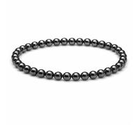 4mm Natural Gemstone Beaded Bracelet for Women, Handmade Stretch Crystal, Minimalist Elastic Stone Bead, Stackable Everyday Jewelry Gift(Hematite)