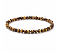 4mm Natural Gemstone Beaded Bracelet for Women, Handmade Stretch Crystal, Minimalist Elastic Stone Bead, Stackable Everyday Jewelry Gift(Yellow Tiger Eye)
