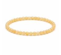 4mm Natural Gemstone Beaded Bracelet for Women, Handmade Stretch Crystal, Minimalist Elastic Stone Bead, Stackable Everyday Jewelry Gift(Beige Jade)
