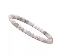 4MM Natural Gemstone Crystal Quartz Jasper Stone Bead Bracelet Elastic -03white crazy agate