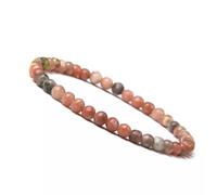 4MM Natural Gemstone Crystal Quartz Jasper Stone Bead Bracelet Elastic -21 red plum blossom
