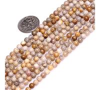 4mm Natural Round Yellow Indonesia Fossil Jasper Beads for Jewellery Making Strand 15"