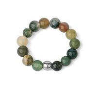 4mm Natural Stone Stretch Rope Beaded Ring Bracelet with Adjustable Niche Personality Ring,Indian Agate-G357-Indian-Agate,Adjustable Opening