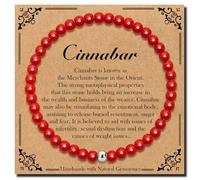 4mm Natural Stretch Cinnabar Bracelet for Unisex, Handmade Elastic Healing Crystal Gemstone Bracelet Yoga Stress Relief Gift for Men Women