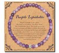 4mm Natural Stretch Purple Lepidolite Bracelet for Unisex, Handmade Elastic Healing Crystal Gemstone Bracelet Yoga Stress Relief Gift for Men Women
