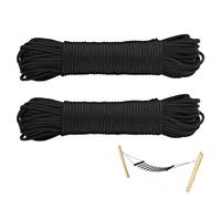 4mm Nylon Rope Paracord 20m - Heavy Duty Camping Rope, Black Braided Cord for Survival Kits, DIY Crafting & Outdoor Gear | All-Weather, High Strength, Tear Resistant (Deep Black, 20m)