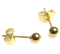 4mm Pair GOLD Ball small round Surgical Stainless Steel Mens Womens Unisex Upper Ear Earrings Studs Butterfly Back