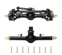 +4mm Plastic Planet Front Rear Axles with 3-Section ISO CVD & Brass Steering Knuckles Max.52° for 1/24 Axial SCX24 Upgrade (Black)