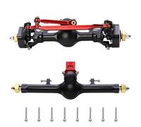 +4mm Plastic Planet Front Rear Axles with 3-Section ISO CVD & Brass Steering Knuckles Max.52° for 1/24 Axial SCX24 Upgrade (Red)
