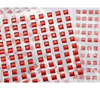4mm Red LQ17 Square Self Adhesive Acrylic Rhinestones Plastic Face Gems Stick On Body Jewels for DIY Cards and Invitations Crafts Bling Sticker - 5 Sheets - 500PCS