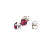 4mm Round Lab Created Purple Blue Opal Cabochon Gemstone Anti-Tarnish White Gold Plated 925 Sterling Silver Ear Stud Earrings Pair