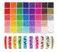 4mm Seed Beads for Jewelry Making, Funtopia 39 Colors Small Beads for Bracelets Making Kit, 3510pcs Friendship Bracelet Bead, Tiny Colorful Bead with Elastic String for DIY Art Craft