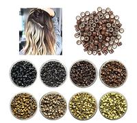 4mm Silicone Lined Micro Rings Micro Beads Links Nano Beads For I Tip Stick Tip Hair Extensions (200, Light Brown #11)