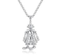 4mm Silver Clown Pendant Necklace, 24-Inch, 36g, Silver Plated - Bling King London