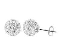4MM Sparkly WHITE Disco Ball Style Sterling Silver Stud Earrings/Ear Studs - 925 Sterling Silver Austrian Crystal Earrings