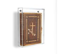 4mm Thick Book Display Case,Book Protector Case for Bible,Acrylic Wall Mount Vertical Display Case with Sliding Door,Table Top Bookcase for Collectible Books, DVD, VHS.Inside dimension10.6x7.8x1.8''