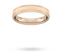 4mm Traditional Court Heavy Matt Centre With Grooves Wedding Ring In 18 Carat Rose Gold - Ring Size X