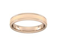 4mm Traditional Court Heavy Matt Centre With Grooves Wedding Ring In 9 Carat Rose Gold - Ring Size S