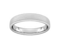 4mm Traditional Court Heavy Matt Finished Wedding Ring In 18 Carat White Gold - Ring Size V