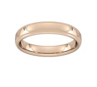 4mm Traditional Court Heavy Milgrain Edge Wedding Ring In 18 Carat Rose Gold - Ring Size P