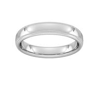 4mm Traditional Court Heavy Milgrain Edge Wedding Ring In 18 Carat White Gold - Ring Size T