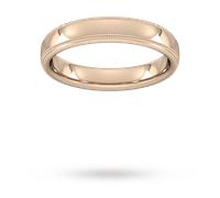 4mm Traditional Court Heavy Milgrain Edge Wedding Ring In 9 Carat Rose Gold - Ring Size P