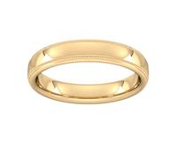 4mm Traditional Court Standard Milgrain Edge Wedding Ring In 18 Carat Yellow Gold - Ring Size T