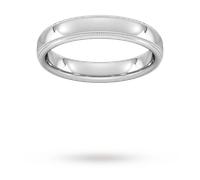 4mm Traditional Court Standard Milgrain Edge Wedding Ring In 9 Carat White Gold - Ring Size T