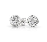 4MM White/Clear Sparkly Austrian Crystal Round Disco/Glitter Ball Sterling Silver Stud Earrings/Ear Studs for Women & Girls - 925 Sterling Silver - Designer Style