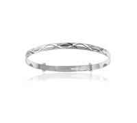 4MM Wide Engraved / Embossed Diamond Cut Kiss Pattern Expanding / Expandable / Adjustable Bangle Bracelet for Baby/Child/Children/Women - 925 Sterling Silver - Size: BABY (Small)